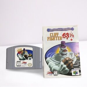 Clay Fighter 63 1/3 (Nintendo 64, N64, 1997) Game Cartridge with Manual